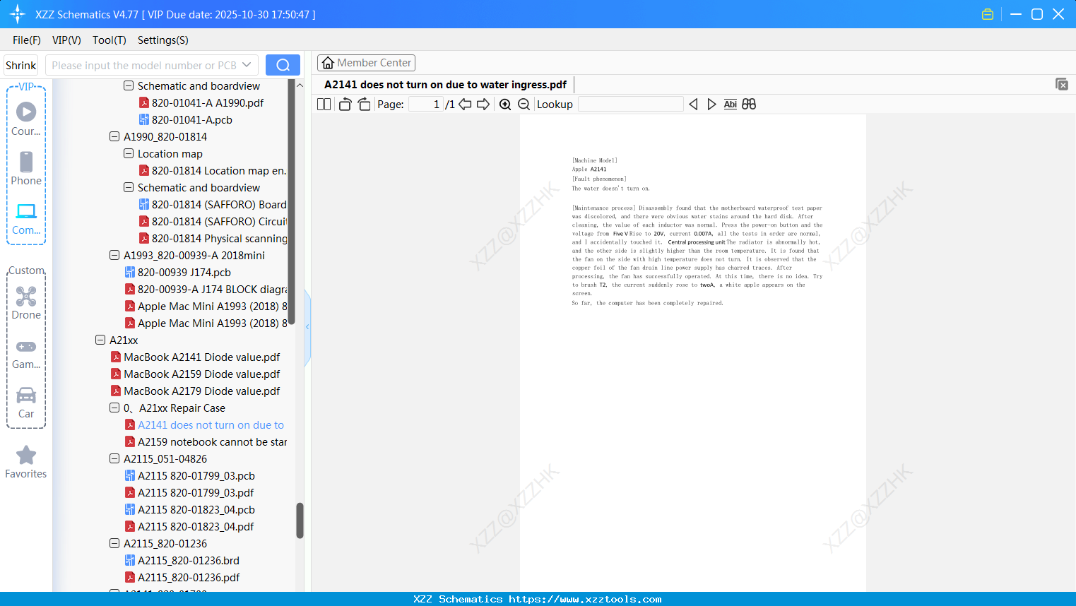 Laptop Apple A2141 Does Not Turn On Due To Water Ingress